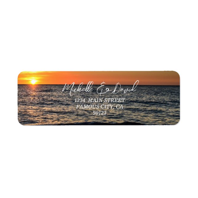 String Light Sunset Beach Address Label Returadress Etikett (Framsidan)