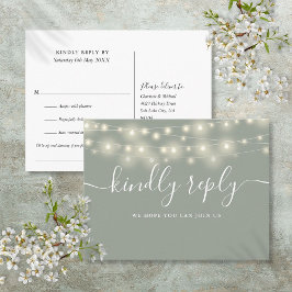 String Lights Sage Green Sångförfrågan RSVP Inbjudan Vykort