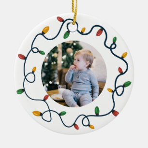 String Ljus Anpassningsbar Photo Baby 1:a jul Julgransprydnad Keramik