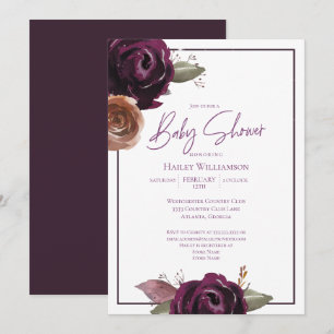 String Ljus Baby Shower Rosa Guld Lila Blommigt Inbjudningar