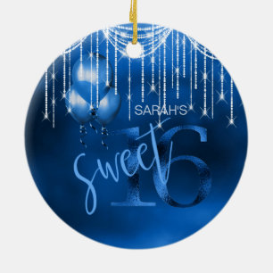 String Ljus & ballonger Sweet 16 Dk Blue ID473 Julgransprydnad Keramik
