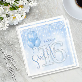 String Ljus & ballonger Sweet 16 Lt. Blue ID473 Pappersservett