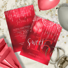 String Ljus & ballonger Sweet 16 Red ID473 Inbjudningar