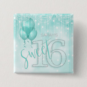 String Ljus & ballonger Sweet 16 Teal ID473 Knapp