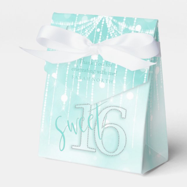 String Ljus & ballonger Sweet 16 Teal ID473 Presentaskar (Framsidan Sidan)