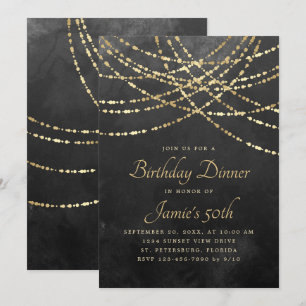 String Ljus Black Guld Birthday Midday Inbjudningar