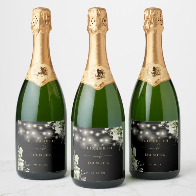 String Ljus Black Guld Blommigt Greenery Bröllop (Flaskor)