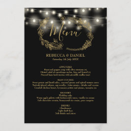 String Ljus Black och Guld Blommigt Bröllop Meny