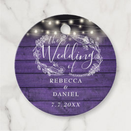 String Ljus Blommigt Lila Rustic Wood Bröllop Gåvor Etiketter