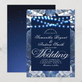 String ljus Blue Elegant bröllop Inbjudningar