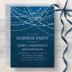 String Ljus Blue Surprise Birthday Inbjudningar