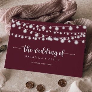 String Ljus Burgundy Calligraphy Bröllop Gästböcker