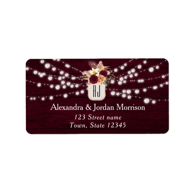 String Ljus Burgundy-etikett Adressetikett (Framsidan)