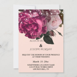 String Ljus Burgundy Flowers Bröllopsinbjudan Inbjudningar