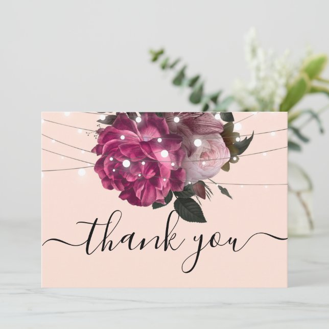 String Ljus Burgundy Flowers tack Inbjudningar (Stående Fram)