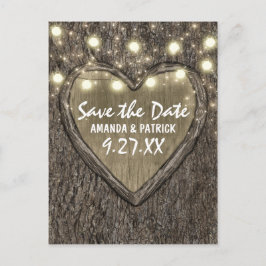 String Ljus Carved Oak Träd sparar datumkort Meddelande Vykort