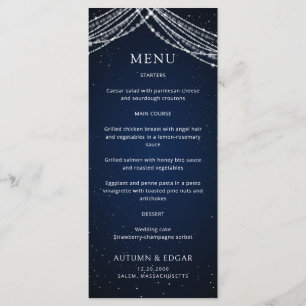 String Ljus Celestial Bröllop Menu Meny