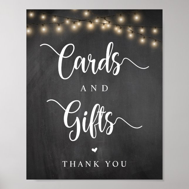 String Ljus, Chalkboar, Bröllopskort och presenter Poster (Framsidan)