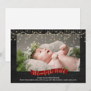 String Ljus Chalkboard Photo Birth Notice Meddelande
