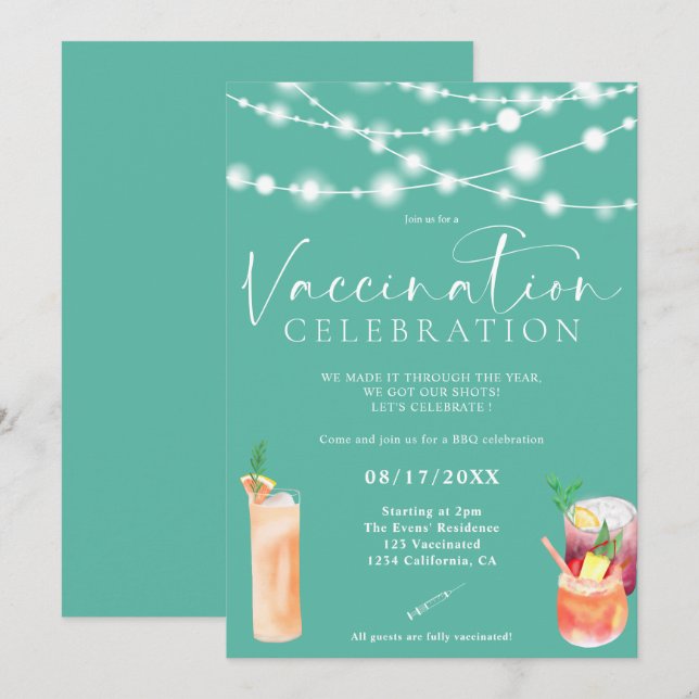 String ljus cocktails Vaccination firande Inbjudningar (Fram/baksida)