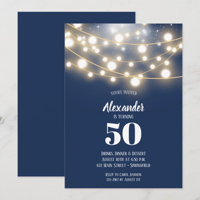 String Ljus Födelsedagsfest Inbjudningar (Fram/baksida)