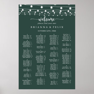 String Ljus Grönt Alfabetiskt sittningsschema Poster