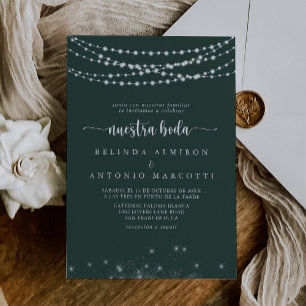 String Ljus Grönt Nuestra Boda Bröllop Inbjudningar