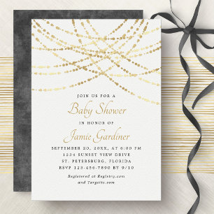 String Ljus Guld Elegant Baby Shower Inbjudningar