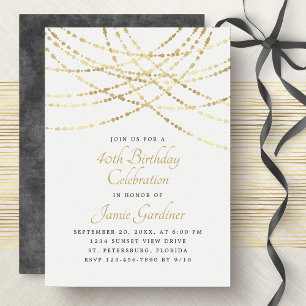 String Ljus Guld Elegant Birthday Inbjudningar
