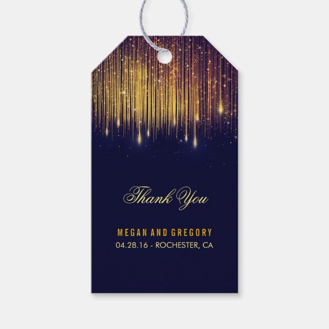 String Ljus Guld och Bröllop Tack Presentetikett (Framsidan)