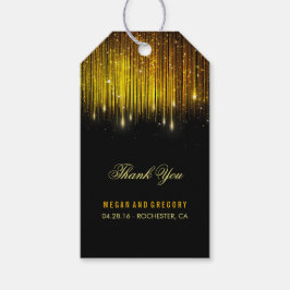 String Ljus Guld och Svarta Bröllop Tack Presentetikett