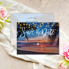 String Ljus Handflatan Beach Wedding Spara datumet Meddelande Vykort