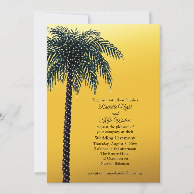 String Ljus Handflatan Träd Golden Wedding bjudand Inbjudningar (Framsida)