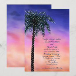 String Ljus Handflatan Träd Sunset Wedding bjudand Inbjudningar