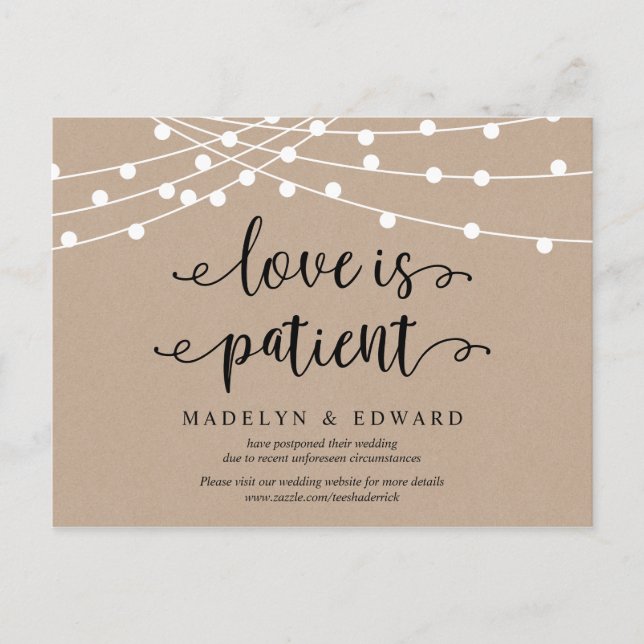 String ljus, Kärlek har tålamod, bröllop har skjut Vykort (Framsida)