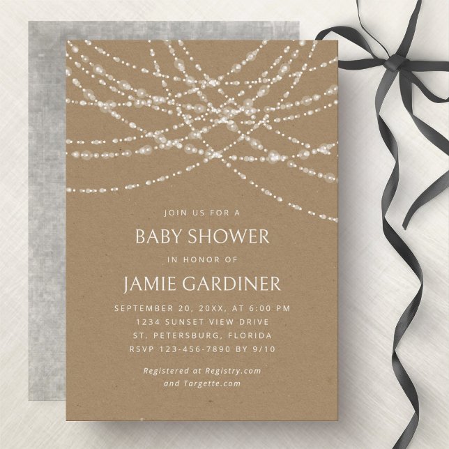 String Ljus Kraft Baby Shower Gender Neutral Inbjudningar (Skapare uppladdad)