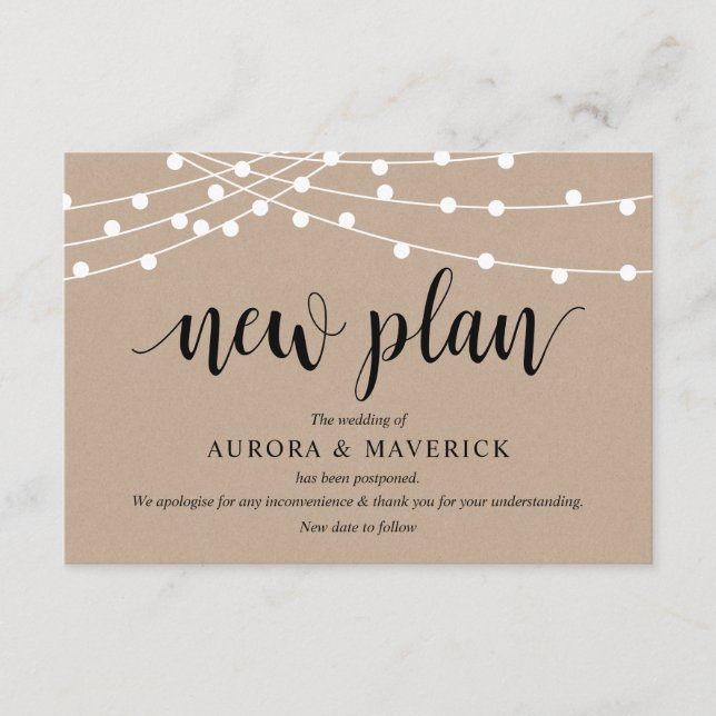 String Ljus Kraft, Black, Bröllop senpone Tilläggskort (Framsida)