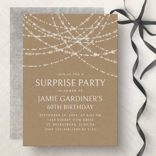String Ljus Kraft Surprise Birthday Inbjudningar