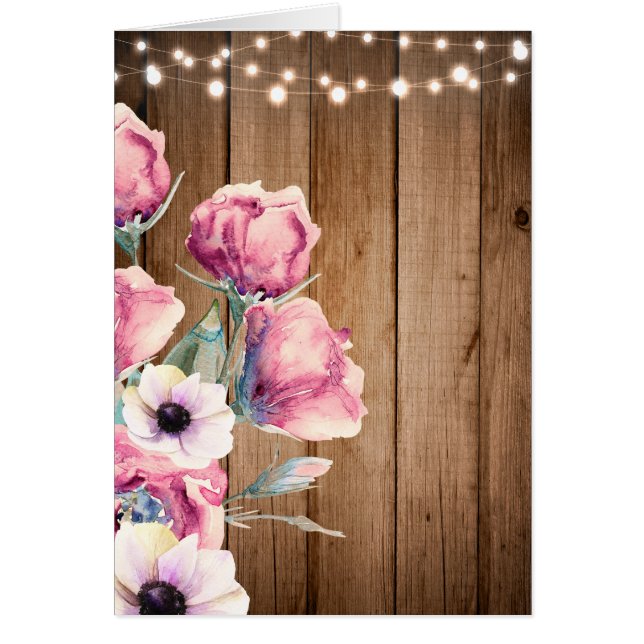 String Ljus & Land Flowers Rustic Barn Wood OBS Kort (Framsidan)