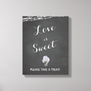 String Ljus Mason Burk Chalkboard KÄRLEK är SWEET Canvastryck