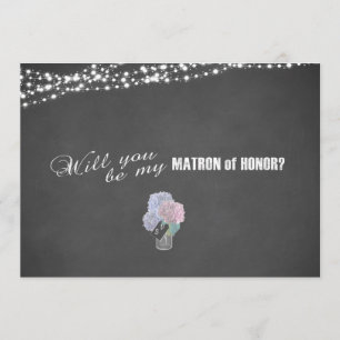 String Ljus Mason Burk Chalkboard Matron of Honor Inbjudningar