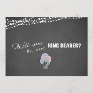 String Ljus Mason Burk Chalkboard RING BEARER Inbjudningar