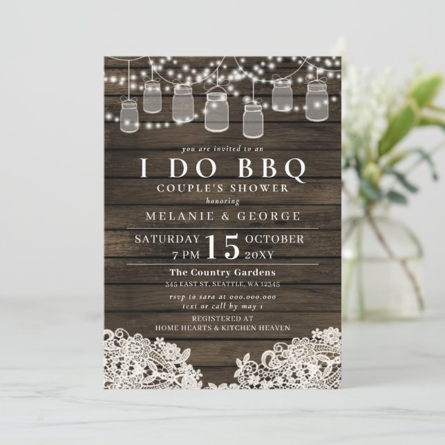 String Ljus mason burk I DO BBQ Par Shower Inbjudningar (Stående Fram)