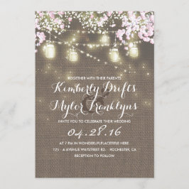 String Ljus Mason Burk Rustic Burlap Bröllop Inbjudningar