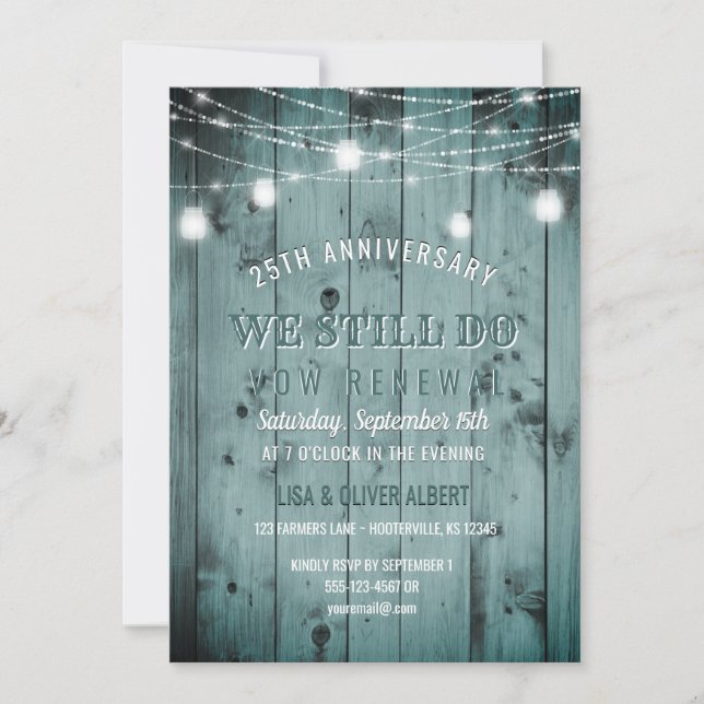 String Ljus Mason Burk Rustic Wood Vow Renewal Inbjudningar (Framsida)