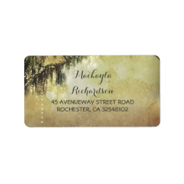 String Ljus Mossy Träd Grenar Adressetikett