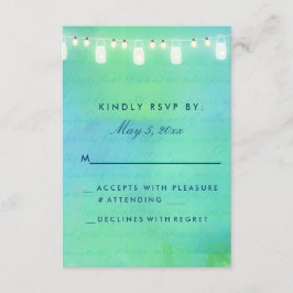 String ljus och Mason burk i blå grönt OSA Kort