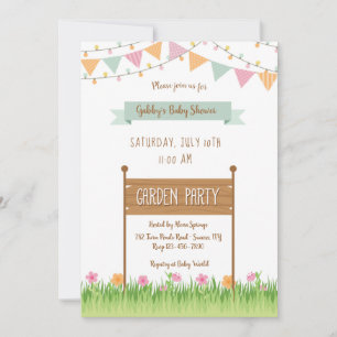 String Ljus och Party Flaggor Baby Shower Inbjudningar