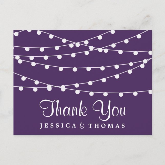 String Ljus on Lila Bröllop Collection Vykort (Framsida)