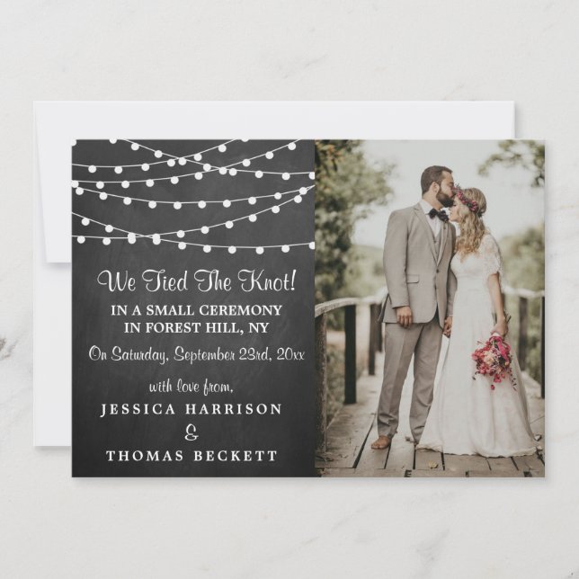 String Ljus på samlingen Chalkboard Bröllop Meddelande (Framsida)